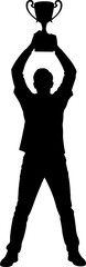 People Celebration with Trophy Silhouette Vector Illustration