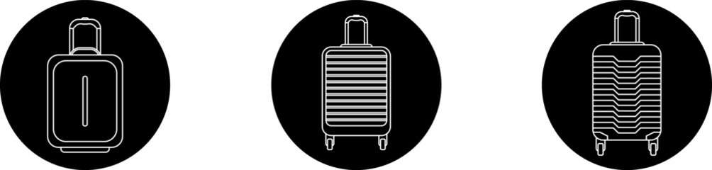 Suitcase icons set. Suitcases, bags, purses, cases, briefcases, hand luggage, wallets icon design collection. PNG and vector illustrations