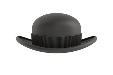 Black bowler hat on white background. Isolated 3D illustration