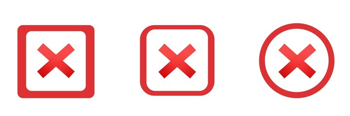 Obraz premium Icons of red cross mark, set of cross mark, set of cross icons, cross symbol, select icons