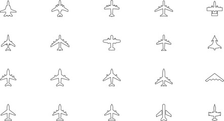 Aircraft icon vector set. Plane illustration sign collection. Airplane symbol. Air plane, plane, travel. PNG and Vector illustration.