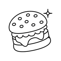 Burger line icon with white background vector stock illustration