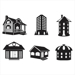 Fototapeta premium A set of vector house icons for real estate and residential property design.