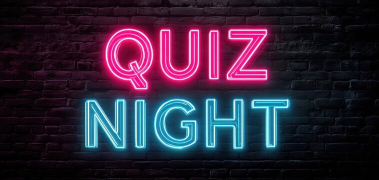 The Neon Quiz Night Sign on a Wall for Fun and Entertainment