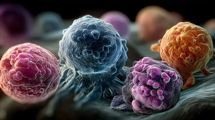 Malignant cancer cells spread invasive tendrils across living tissue in a dramatic micrograph. Captures the cellular battle that inspires oncology research diagnosis 