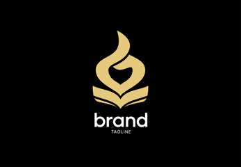 Flame icon with book symbol for education and knowledge