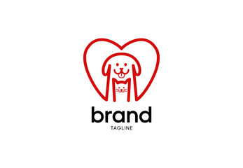 Dog heart logo outline pet animal love branding symbol