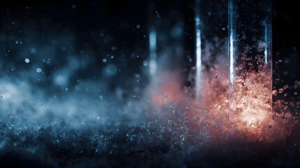 chemical reaction process with dramatic lighting