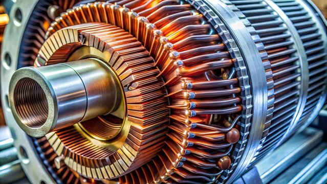 Closeup of copper windings in an electric motor