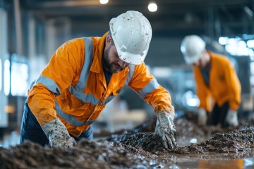 Efficient teamwork in sludge pool facility promotes collaboration and diverse workforce dynamics