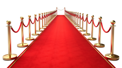 a red carpet isolated - on a white background PNG. GENERATIVE AI