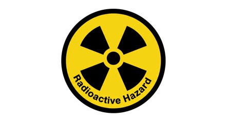 Triangular yellow nuclear warning symbol indicating radiation hazard and danger alert.
