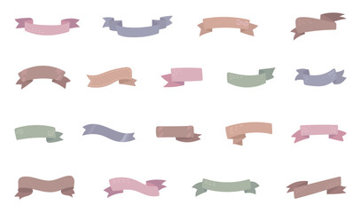 Ribbon banner stripe set in scandinavian style with different shapes perfect for decorative illustration design element and for your creative holiday projects