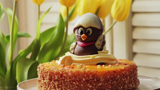 La mona de pascua is a traditional Spanish dessert, eaten primarily during Holy Week and especially on Easter Monday. It consists of a sweet, traditionally a roscon or sponge cake, decorated with