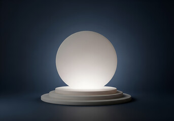 Mysterious glowing orb resting on a tiered pedestal against a dark moody background