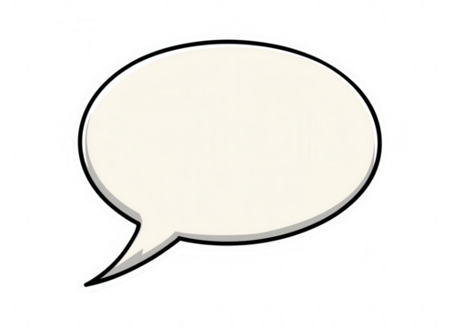 Empty speech bubble, light beige interior, outlined in black - Powered by Adobe