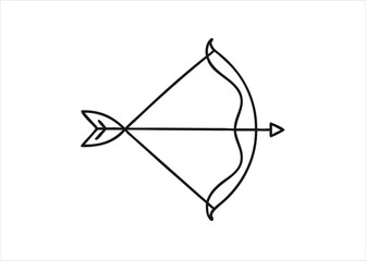 A minimalist line art depiction of a bow and arrow representing focus and precision presented as a clean graphic element isolated on white background