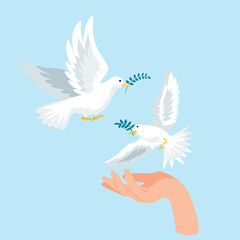 freedom dove backdrop template dynamicflying birds hand sketch