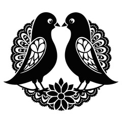 Lovebirds Lace vector clean black silhouette design white background