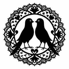 Lovebirds Lace vector clean black silhouette design white background