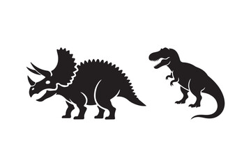 Silhouettes of a triceratops and a tyrannosaurus rex