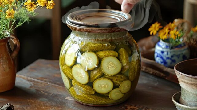 jar of pickled cucumbers