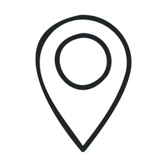 Simple black and white location icon design with pin marker graphics