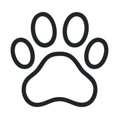 Simple outline of an animal paw print in black and white