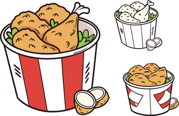 Realistic Fried Chicken Illustration on White Background. Crispy Fried Chicken Design in Realistic Style. Juicy Fried Chicken Artwork Isolated on White. Tasty Fried Chicken Piece with Real Texture