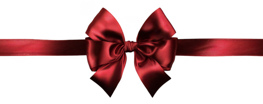 Luxurious crimson bow on a wide ribbon against a black background
