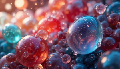 Naklejka premium Abstract Glossy Jelly Blobs with Light Dispersion 