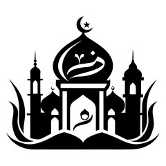 Indo‑Arabic Fusion clean black silhouette design white background