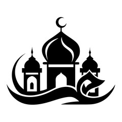 Indo‑Arabic Fusion clean black silhouette design white background