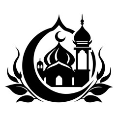 Indo‑Arabic Fusion clean black silhouette design white background