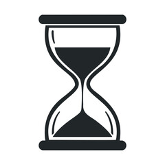 Monochrome hourglass icon illustrating time passing in minimalist design