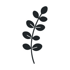 Obraz premium Elegant black silhouette of a leafy botanical branch on white background