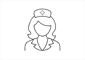 Artistic single line drawing of a medical professional in a continuous flowing style representing care and dedication isolated on white background