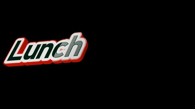 lunch, słowo, napis, informacja, litery, ruch