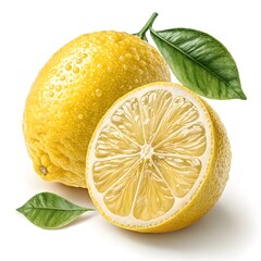 Avalon Lemon Classic Bright Yellow Lemon with Smooth, Glossy Skin and Inviting Citrus Freshness, Radiating Vibrant Energy and Clean Simplicity on a Pristine White Background for Modern Appeal
