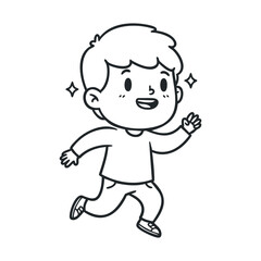 Obraz premium Happy cartoon caucasian child running - cute illustration
