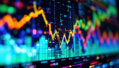 Abstract Colorful Data Visualization on Digital Screen
