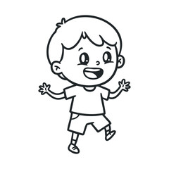 Happy young caucasian cartoon boy jumping with joy