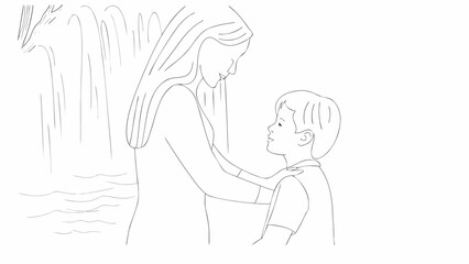 Mothers day Vector line art 