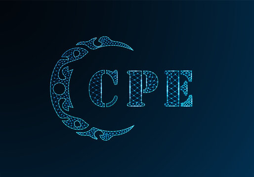 Low poly letter logo CPE design. CPE letter logo low poly vector design on blue color gradient background. CPE logo low poly design