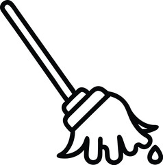 Hand drawn doodle of a mop cleaning a floor isolated on transparent background