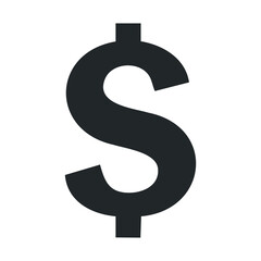 Naklejka premium Bold black dollar symbol on white background
