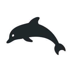 Fototapeta premium Simple black dolphin silhouette icon on white background