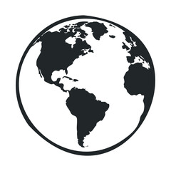 Obraz premium Black and white silhouette of earth showing the americas
