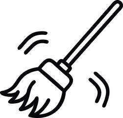 Simple line drawing of a broom sweeping isolated on transparent background