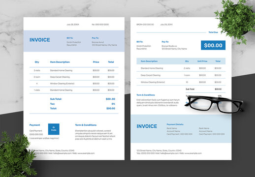 Blue And Black Cleaning Service Invoice